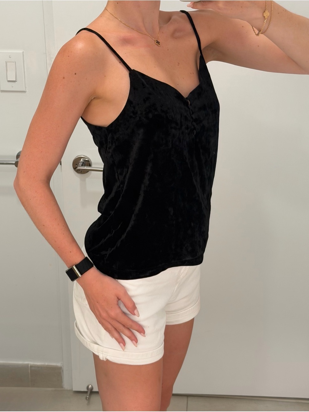 Black Velvet V-Neck Top